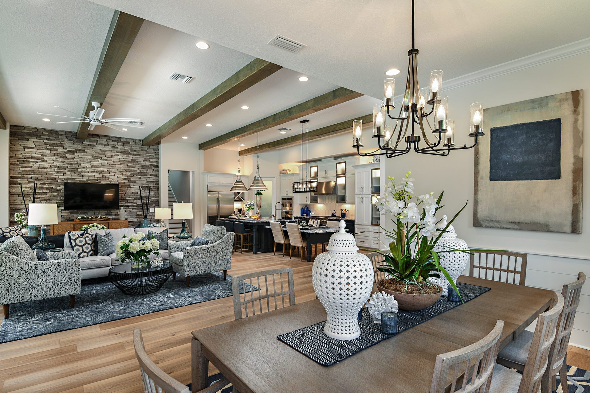 Dining Room Overlooking Grand Room | Key West II at Creek Ridge Preserve